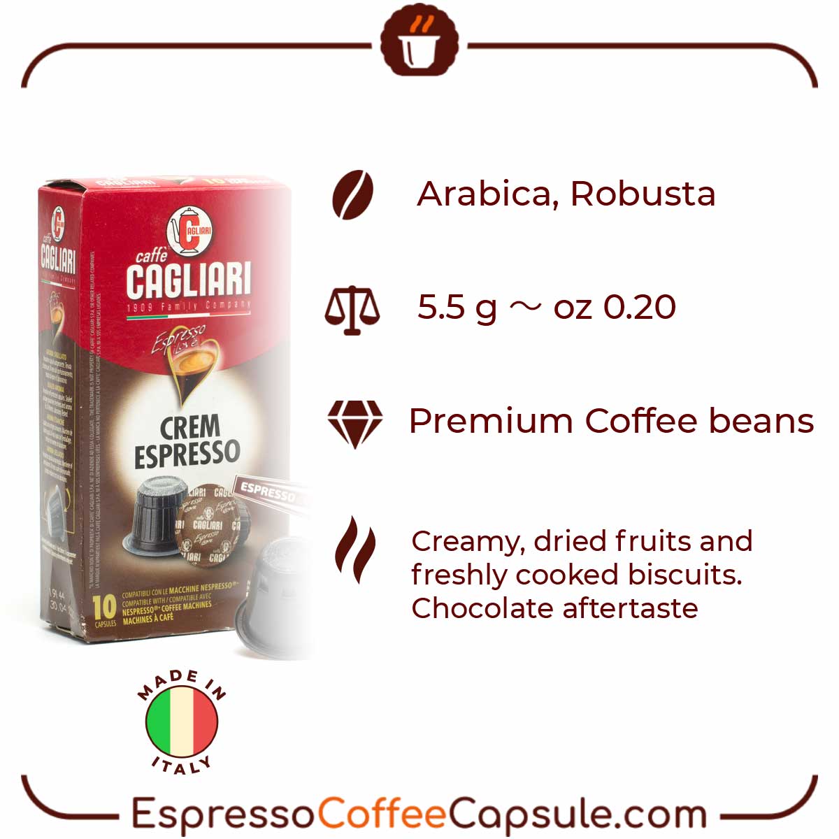 Nespresso Compatible Coffee Machine Black by Caffe Cagliari 