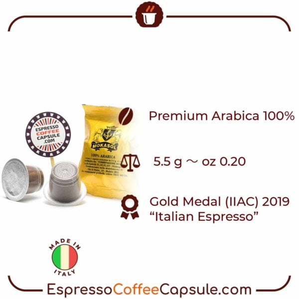 Mokasol Arabica description • EspressoCoffeeCapsule.com